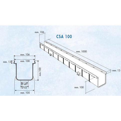 PVC канал дълбок CSA100 - 1.00 м., First 2