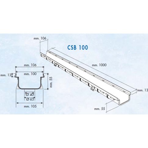 PVC канал плитък CSB100 - 1.00 м., First 2