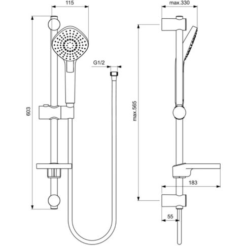 Комплект смесител за вана/душ + умивалник + окачване ESLA BC264AA (BC224AA+BC229AA+B2621AA), Идеал Стандарт 6