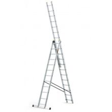 Алуминиева, професионална трираменна стълба 3х12 със стълбищна функция, Drabest Полша