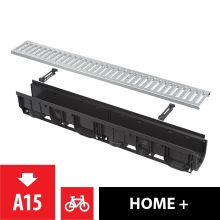 Външен отводняващ канал 100 мм. с поцинкована решетка 1 м. А15 (натоварване до 1.5 т.) AVZ102-R102, Alca Plast Чехия