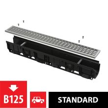 Външен отводняващ канал 100 мм. с поцинкована решетка 1 м. B125 (натоварване до 12.5 т. ) AVZ102-R103, Alca Plast Чехия