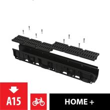 Външен отводняващ канал 100 мм. с композитна решетка 1 м. А15 (натоварване до 1.5 т.) AVZ104-R401, Alca Plast Чехия