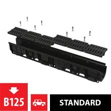 Външен отводняващ канал 100 мм. с композитна решетка 1 м. B125 (натоварване до 12.5 т.) AVZ104-R402, Alca Plast Чехия