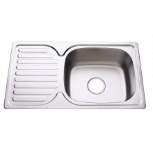 Еднокоритна кухненска мивка за вграждане с ляв отцедник и декор покритие 76х42, Интер Керамик