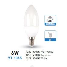 LED крушка (кендъл) 6W Е14 4500К неутрална светлина VT-1855, V-TAC